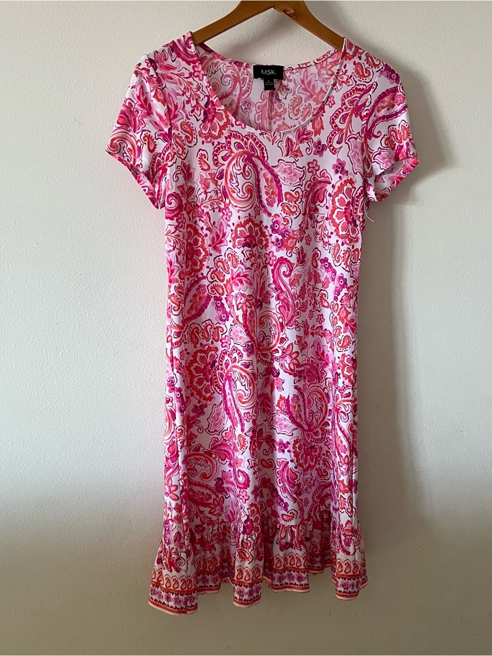 MSK Women's Paisley-Print Flounce-Hem Shift Dress Sz S - Picture 7 of 9